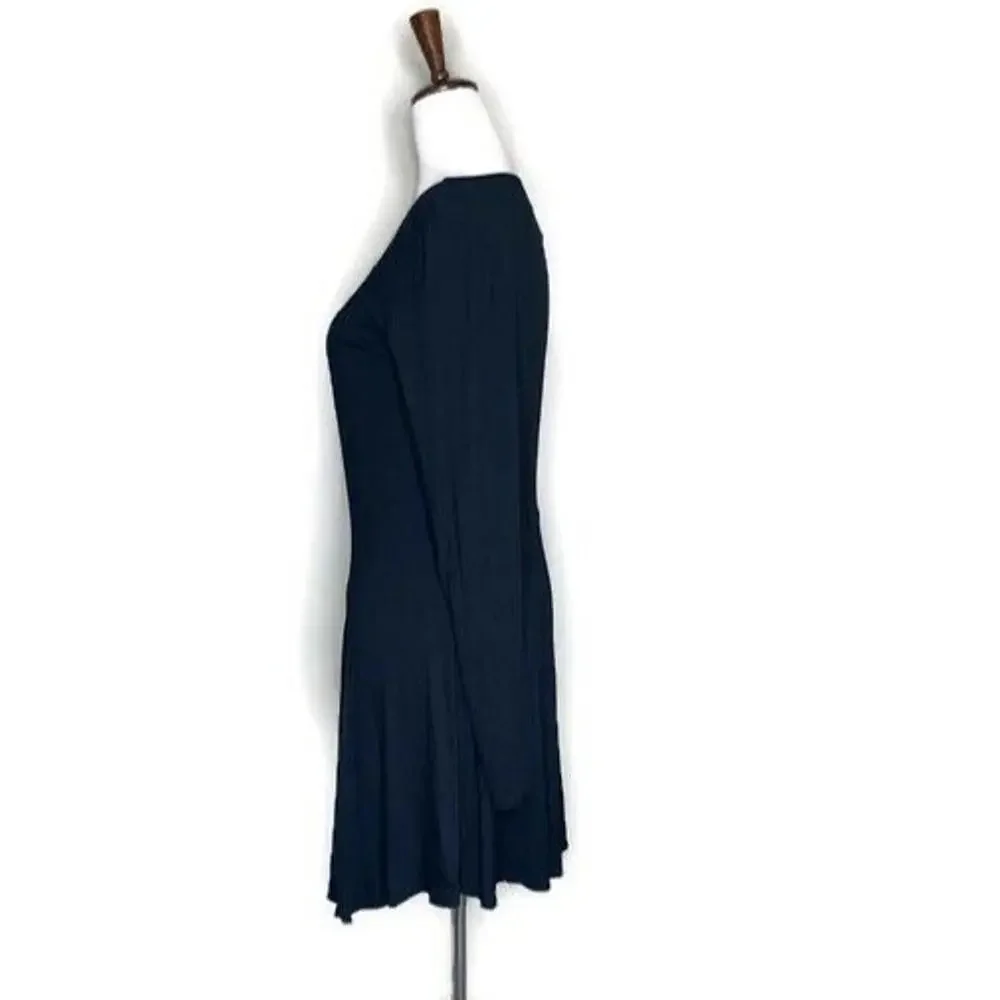 Free People Beach Vance Faux Wrap Keyhole Mini Dress Long Sleeve Knit Stretch M - Picture 5 of 6